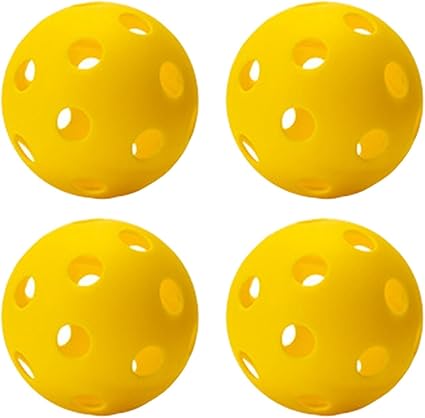 Pickleball-X Performance 4 Pcs Holes Yellow Balls – Tournament Grade, Durable One-Piece Construction