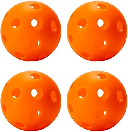 Pickleball-X Performance 4 Pcs Holes Orange Balls – Tournament Grade, Durable One-Piece Construction