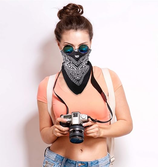 Paisley Unisex Scarf Black Bandana – 100% Cotton Headband for Men & Women, 22"x22"