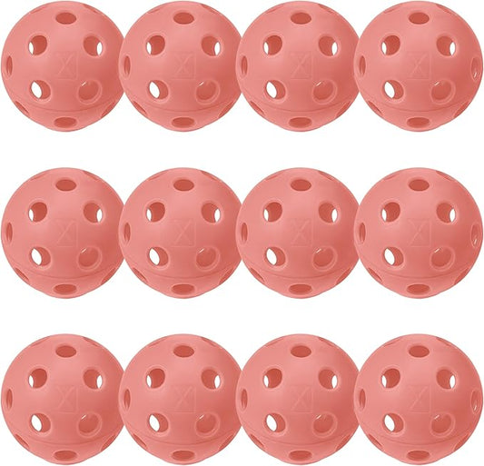 Pickleball-X Performance 12 Pcs Holes Pink / Tiffany Balls – Tournament Grade, Durable One-Piece Construction