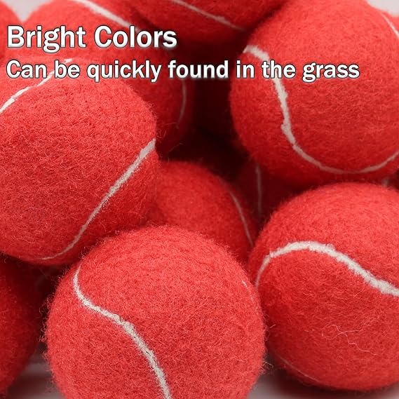 Tennis Balls Bulk Red Color Color Low Compression  –Beginners Training Practicing  & Pet Play | Durable Rubber & Felt