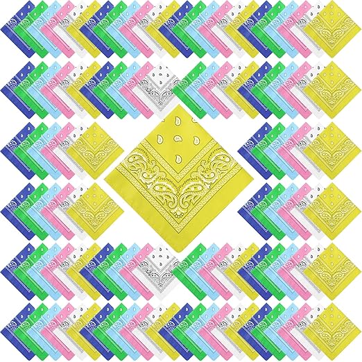 Paisley Unisex Scarf Multicolor Bandana – 100% Cotton Headband for Men & Women, 22"x22"