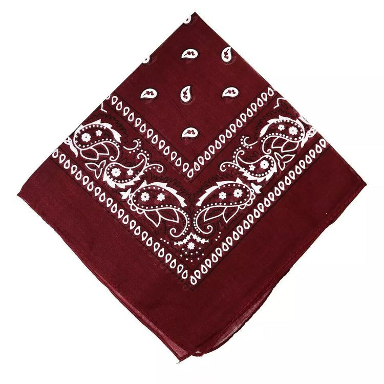 Paisley Bandana Brown Scarf – 100% Cotton Headband for Men & Women, 22"x22"