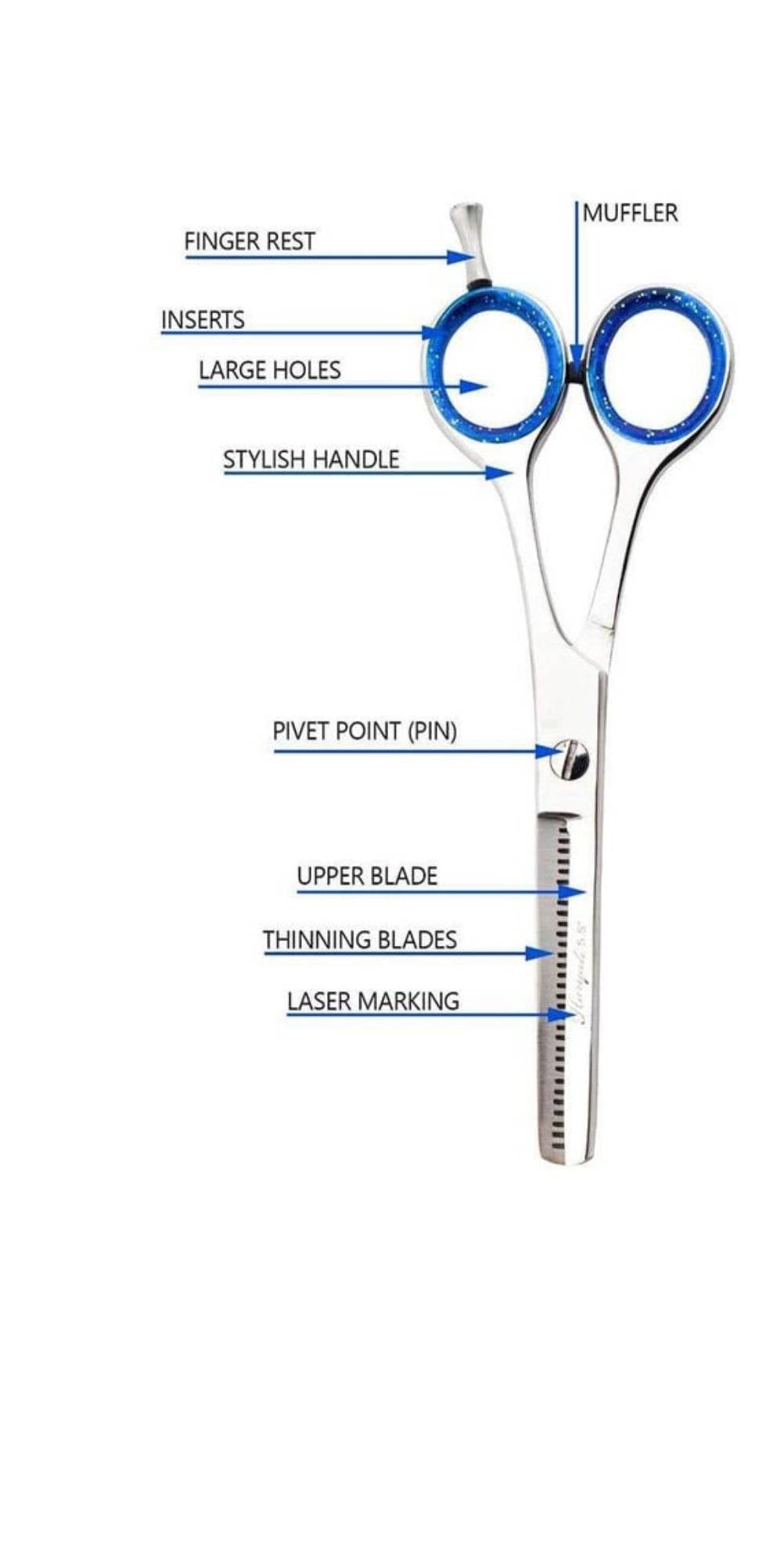 LBB SUPPLY – Thinning Cutting Scissors | 5.5” Barber Hair Texturing Shears | Stainless Steel Hairdressing Scissors