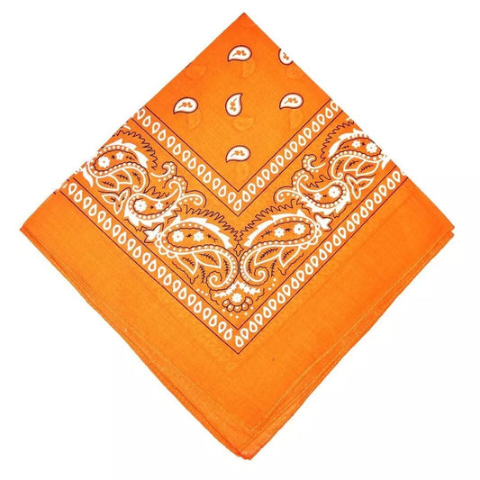 Paisley Bandana Orange Scarf – 100% Polyester Headband for Men & Women, 22"x22"