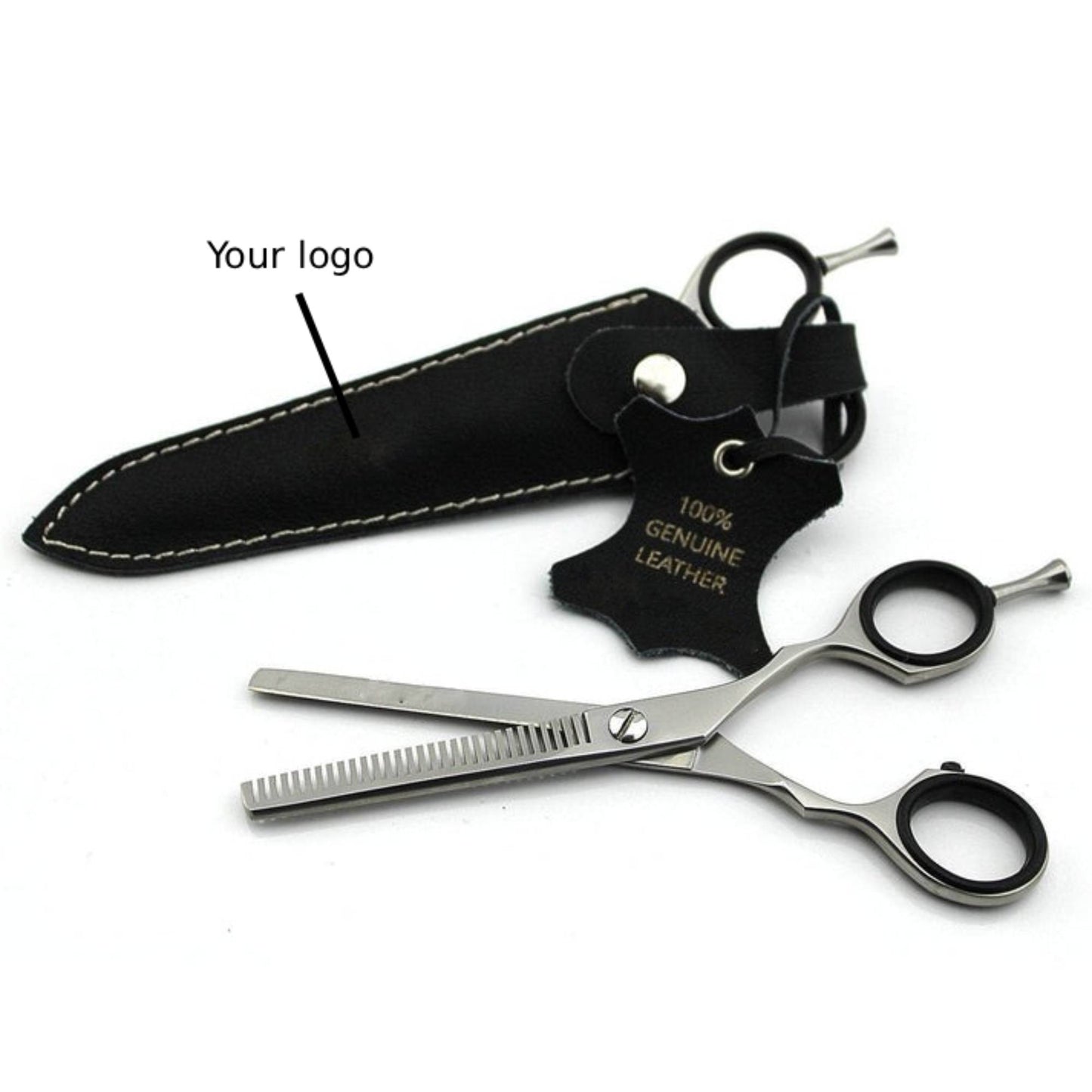 LBB SUPPLY– 5.5” Haircutting Scissor | Barber Thinning & Texturing Shears with Leather Pouch | Stainless Steel Hairdressing Scissors