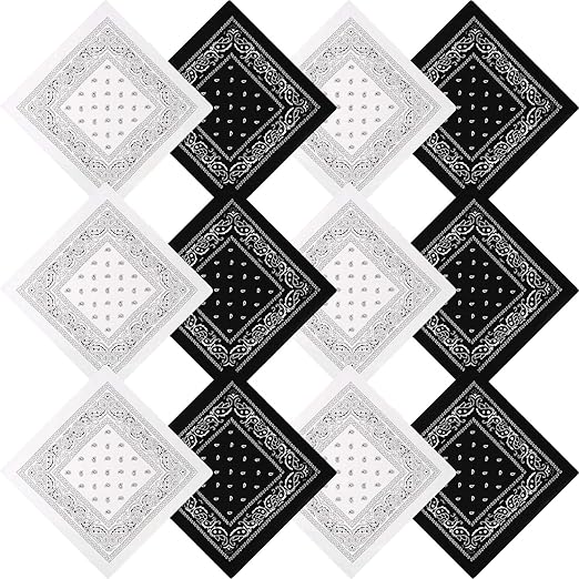 Paisley Unisex Scarf Black Bandana – 100% Cotton Headband for Men & Women, 22"x22"