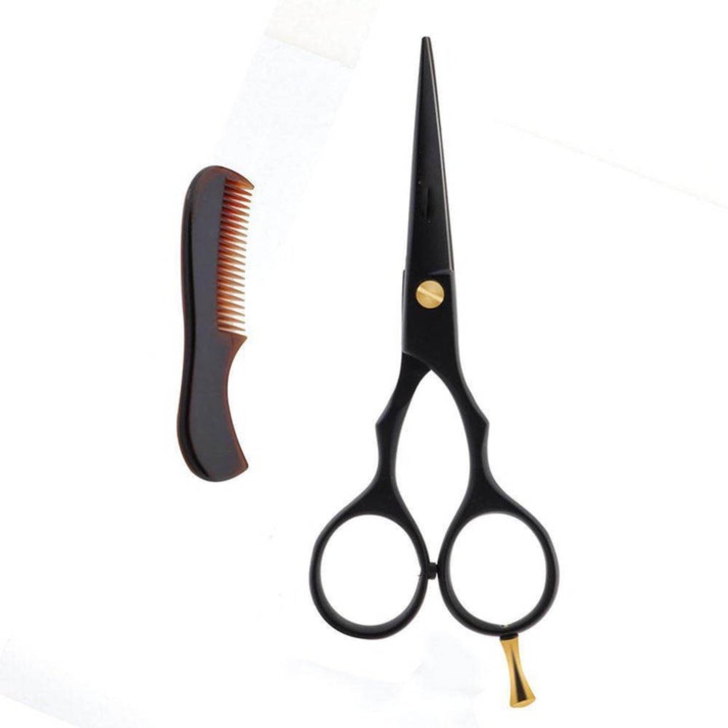 LBB SUPPL – Black 5” Beard & Moustache Hair Trimming Scissor | Stainless Steel Barber & Grooming Shears | UK Seller