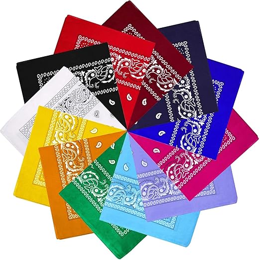 Paisley Bandana Multicolor Unisex Scarf – 100% Cotton Headband for Men & Women, 22"x22"