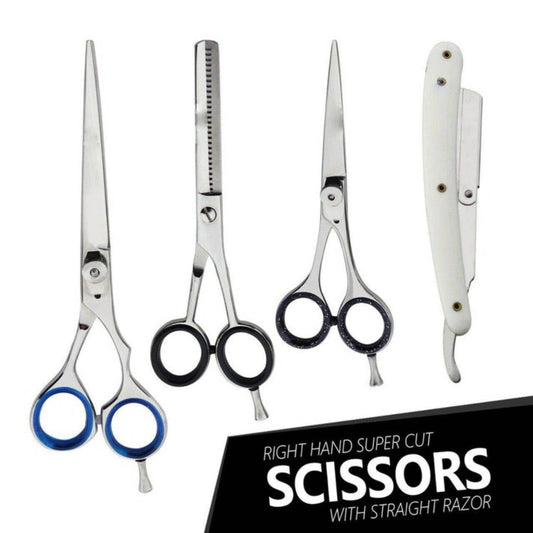 4 Pcs Barber Hair Cutting Set/Hairdressing Kit Scissors & Razors
