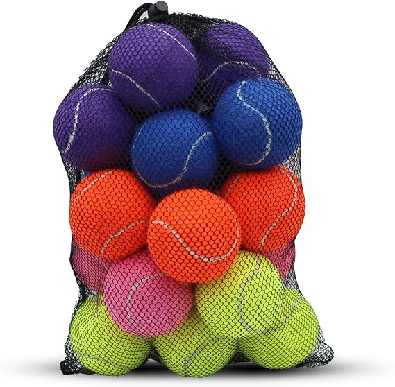 Tennis Balls Bulk Multi Color Low Compression  – Advanced Training, Practice & Pet Play | Durable Rubber & Felt