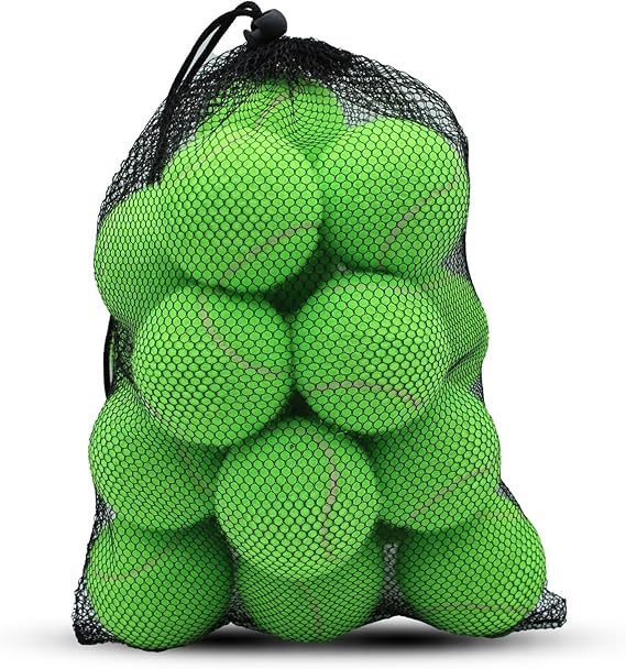 Green Tennis Balls Bulk  Color Low Compression  –Beginners Training Practicing  & Pet Play | Durable Rubber & Felt