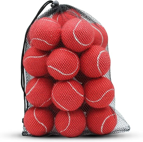 Tennis Balls Bulk Red Color Color Low Compression  –Beginners Training Practicing  & Pet Play | Durable Rubber & Felt