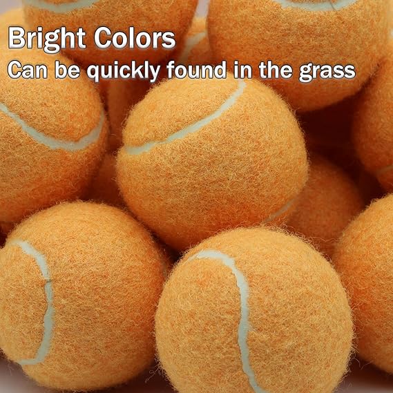 Tennis Balls Bulk Orange Color Low Compression  –Beginners Training Practicing  & Pet Play | Durable Rubber & Felt