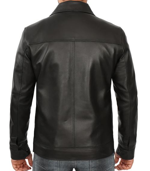 Men's Black Harrington Vintage Leather Jacket – Real Lambskin with Classic Zip Style