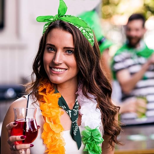 Paisley Bandana  Unisex Green Scarf – 100% Cotton Headband for Men & Women, 22"x22"