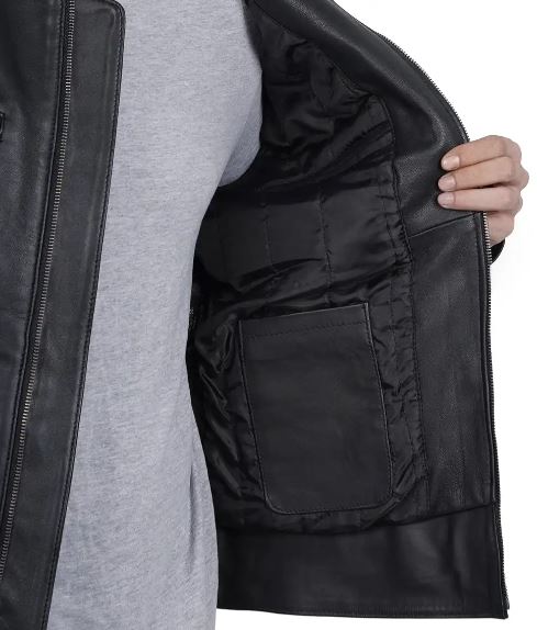 Men's Black Cafe Racer Quilted Leather Jacket – Real Lambskin, Beckham-Inspired Biker Style