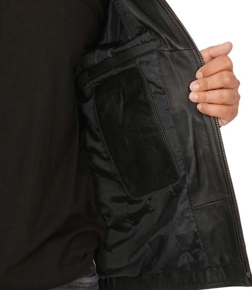 Men's Black Harrington Vintage Leather Jacket – Real Lambskin with Classic Zip Style