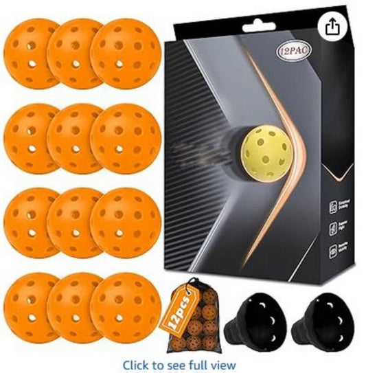Pickleball-X Performance 12 Pcs Holes Orange Balls – Tournament Grade, Durable One-Piece Construction