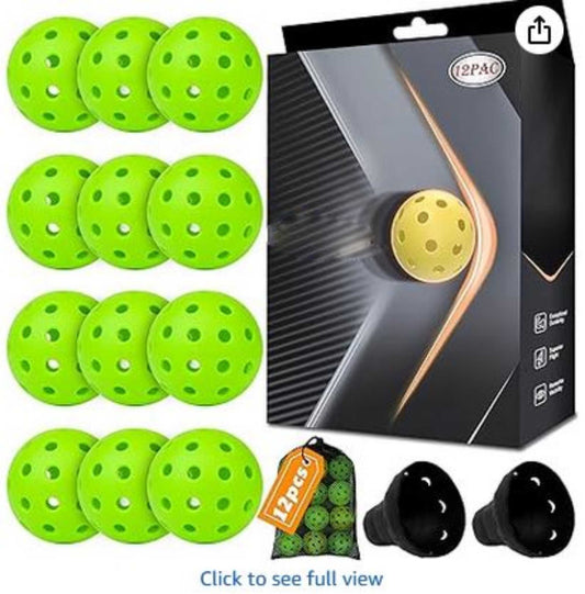 Pickleball-X Performance 12 Holes Green Balls – Tournament Grade, Durable One-Piece Construction