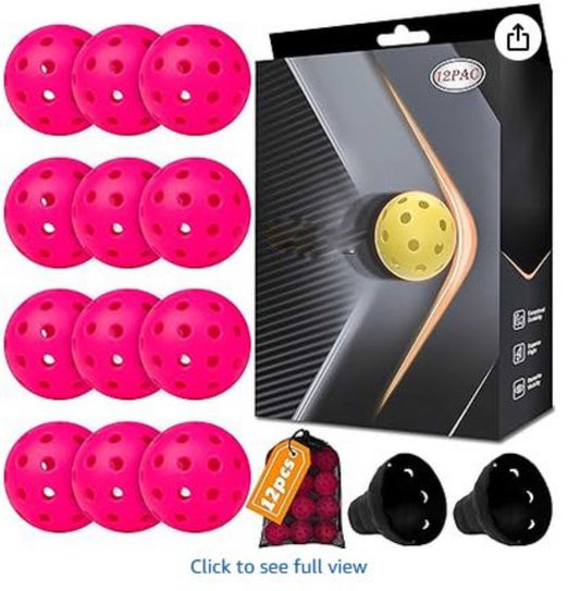 Pickleball-X Performance 12 Pcs Holes Hot Pink Balls – Tournament Grade, Durable One-Piece Construction