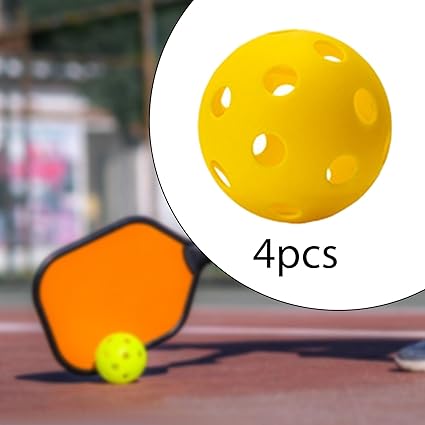 Pickleball-X Performance 4 Pcs Holes Yellow Balls – Tournament Grade, Durable One-Piece Construction
