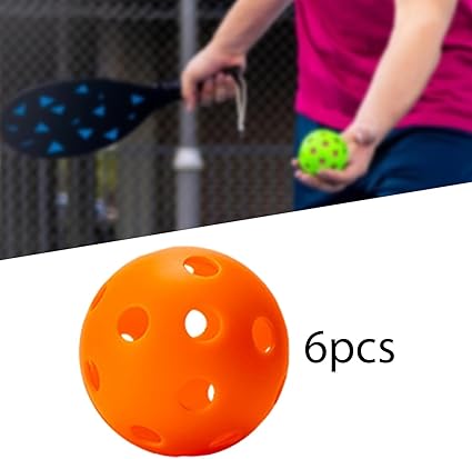 Pickleball-X Performance 6Pcs Holes Orange Balls – Tournament Grade, Durable One-Piece Construction