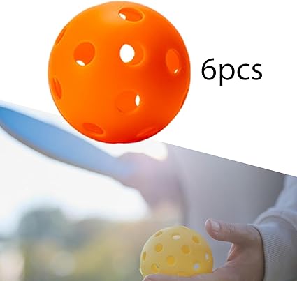 Pickleball-X Performance 6Pcs Holes Orange Balls – Tournament Grade, Durable One-Piece Construction