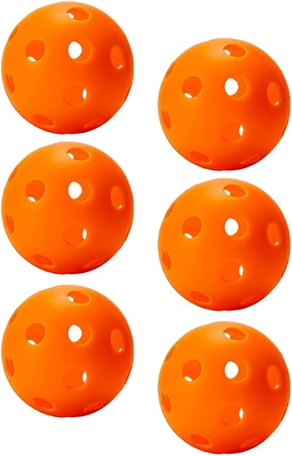Pickleball-X Performance 6Pcs Holes Orange Balls – Tournament Grade, Durable One-Piece Construction