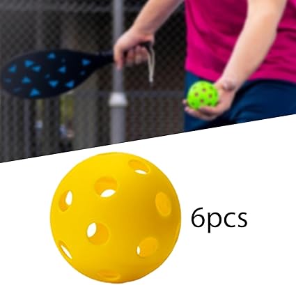 Pickleball-X Performance 6 Pcs Holes Yellow Balls – Tournament Grade, Durable One-Piece Construction