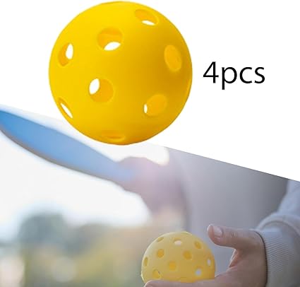 Pickleball-X Performance 4 Pcs Holes Yellow Balls – Tournament Grade, Durable One-Piece Construction