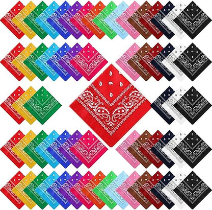 Paisley Multicolor Bandana Unisex Scarf – 100% Cotton Headband for Men & Women, 22"x22"