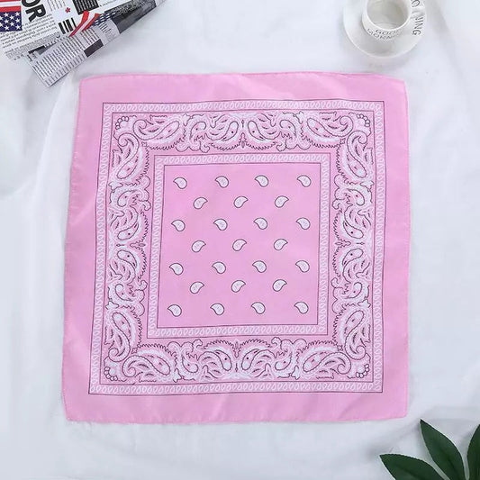 Paisley Bandana Baby Pink Scarf – 100% Cotton Headband for Men & Women, 22"x22"