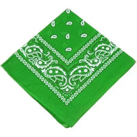Paisley Bandana Green Scarf – 100% Cotton Headband for Men & Women, 22"x22"