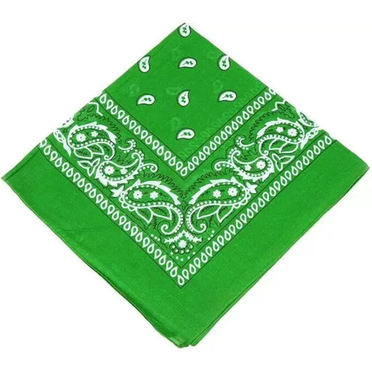 Paisley Bandana Green Scarf – 100% Cotton Headband for Men & Women, 22"x22"