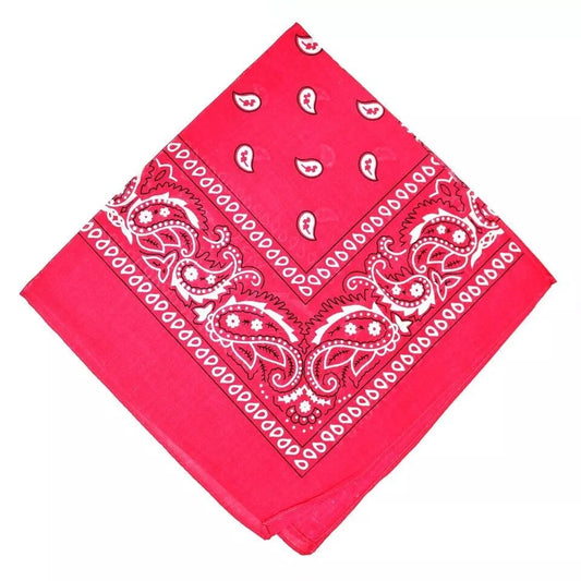 Paisley Bandana Hot Pink Scarf – 100% Cotton Headband for Men & Women, 22"x22"