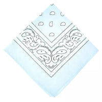 Paisley Bandana White Scarf – 100% Polyester Headband for Men & Women, 22"x22"