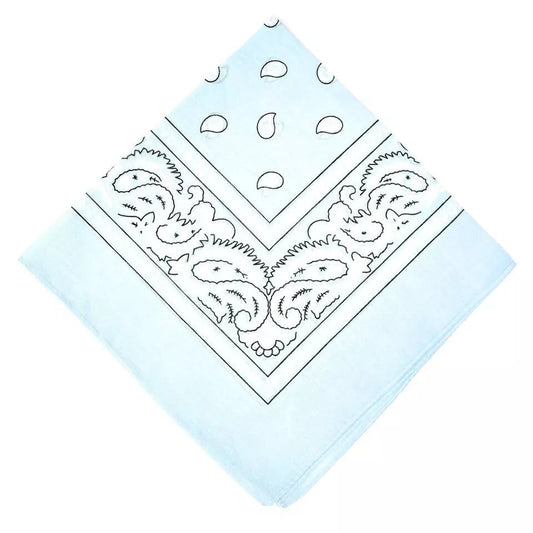 Paisley Bandana White Scarf – 100% Polyester Headband for Men & Women, 22"x22"