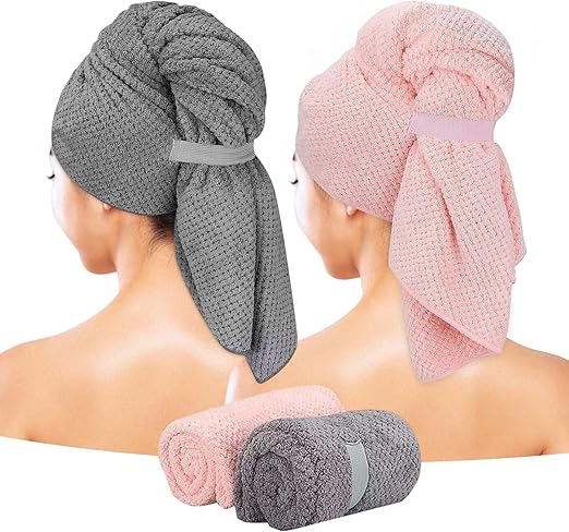 LBB SUPPLY Wholsale  Microfiber Hair Grey & Pink Towel – Quick Drying, Soft, Frizz Control for All Hair Types