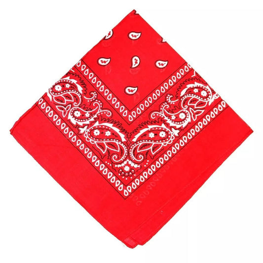 Paisley Bandana Red Scarf – 100% Cotton Headband for Men & Women, 22"x22"