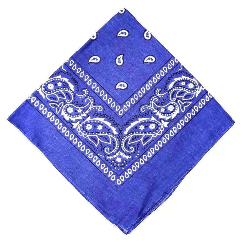 Paisley Bandana Royal Blue Scarf – 100% Cotton Headband for Men & Women, 22"x22"