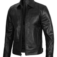 Men’s Black Harrington Classic Leather Jacket – Real Lambskin with Vintage Style