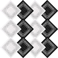 Paisley Unisex Scarf Black Bandana – 100% Cotton Headband for Men & Women, 22"x22"
