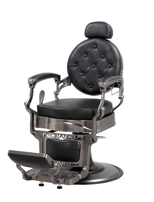 LBB SUPPLY Vintage  Black  Silver Barber Chair – Premium Reclining Salon Chair
