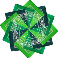 Paisley Bandana  Unisex Green Scarf – 100% Cotton Headband for Men & Women, 22"x22"