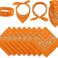 Paisley Bandana Orange Unisex Scarf – 100% Cotton Headband for Men & Women, 22"x22"