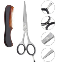 LBB SUPPLY– Beard & Mustache Hair Trimming Scissor + Beard Comb | 5” Stainless Steel Grooming Shears