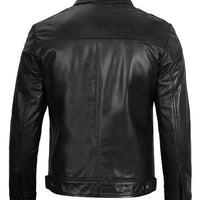 Men’s Black Harrington Classic Leather Jacket – Real Lambskin with Vintage Style
