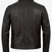 Neville Men’s Black Harrington Leather Jacket – Real Lambskin with Chest Pocket
