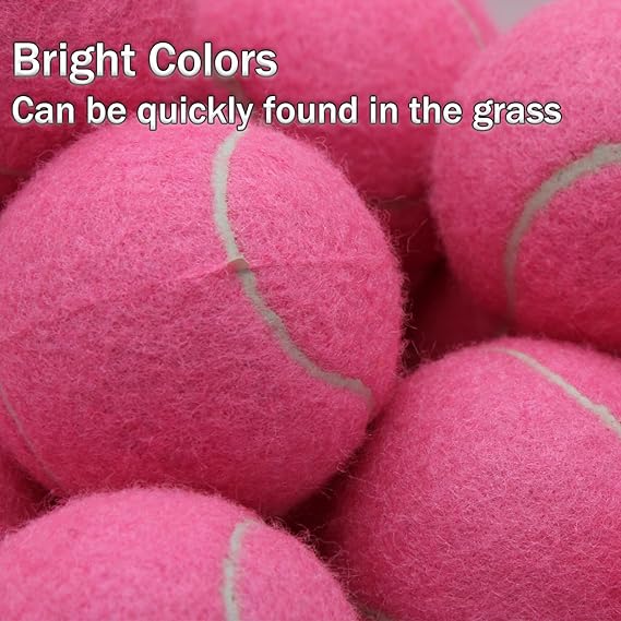 Tennis Balls Bulk Pink Color Color Low Compression  –Beginners Training Practicing  & Pet Play | Durable Rubber & Felt